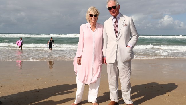 Camilla and Charles on the Gold Coast, Queensland, in 2018. Picture: Mark Metcalfe/Getty