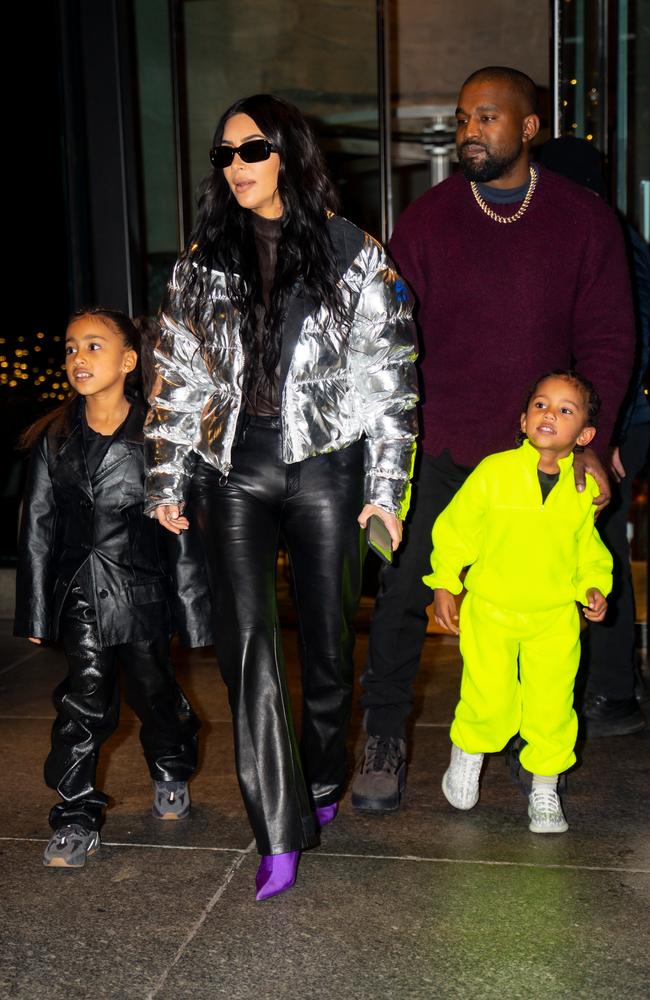 Kim Kardashian and Kanye West with their children North and Saint – a name frowned upon by experts due to its spiritual connotations. Picture: TheStewartofNY/GC Images