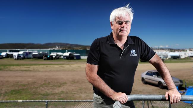 Royal Agricultural Society of Tasmania CEO Scott Gadd speaking about people camping at the Showgrounds in Glenorchy. Picture: LUKE BOWDEN