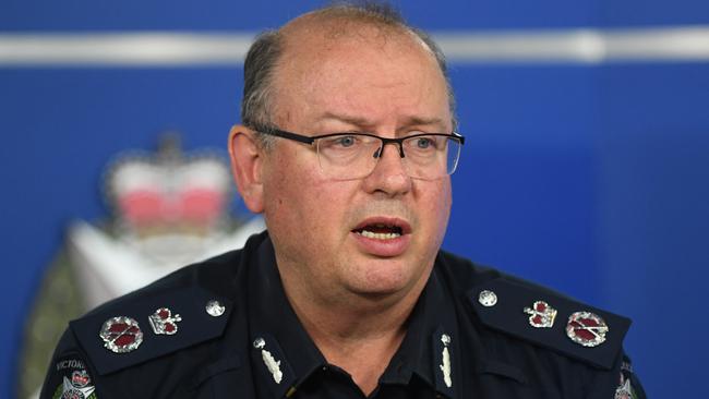 Victoria Police Chief Commissioner Graham Ashton speaks at the Victoria Police Centre in Melbourne, Saturday, November 10, 2018. Police and city officials were responding to the Bourke Street terrorist incident yesterday afternoon. (AAP Image/Julian Smith) NO ARCHIVING