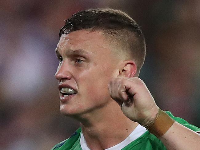 Canberra's Jack Wighton signals six again during the 2019 NRL Grand Final between the Sydney Roosters and Canberra Raiders at ANZ Stadium, Sydney. Picture: Brett Costello