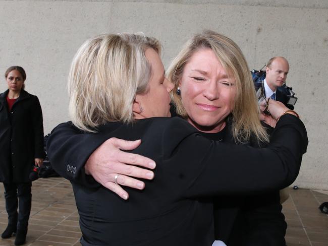 Supporters of Allison Baden-Clay Nicole Morrison (left) and Kerry-Anne Walker outside the High Court in Canberra today.. Picture: Ray Strange.