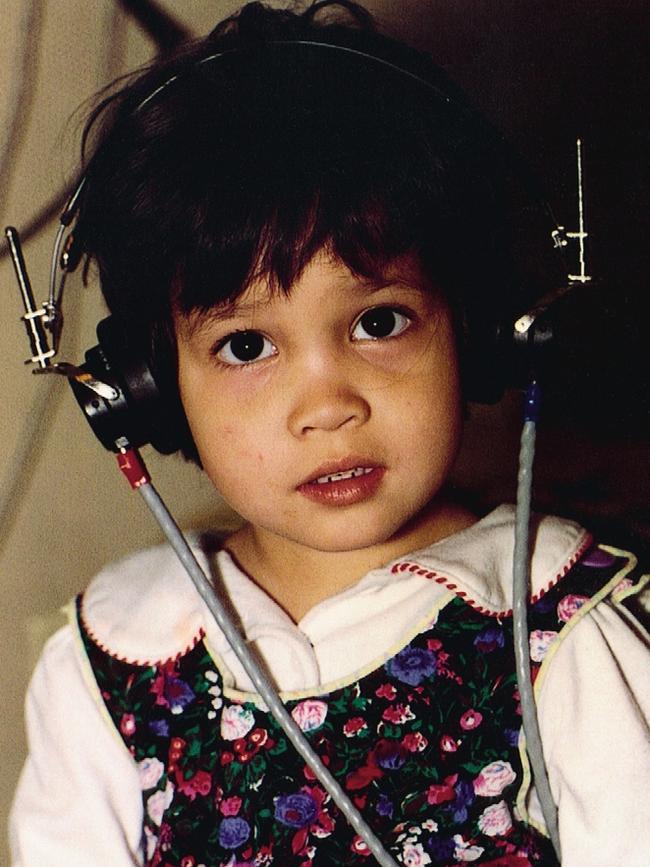 Sophie having a hearing test as a toddler. Picture: Supplied