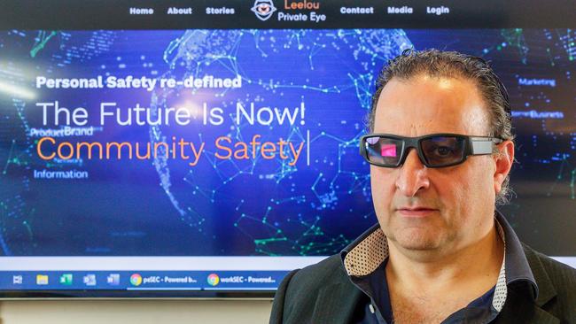 Jerry Farsoun says his company’s smart-glasses act like a human eye and can quickly spot children who have gone missing at large public events. Picture: Mark Dadswell