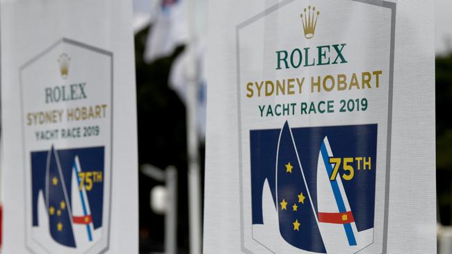 Race signage at the Cruising Yacht Club of Australia last December.