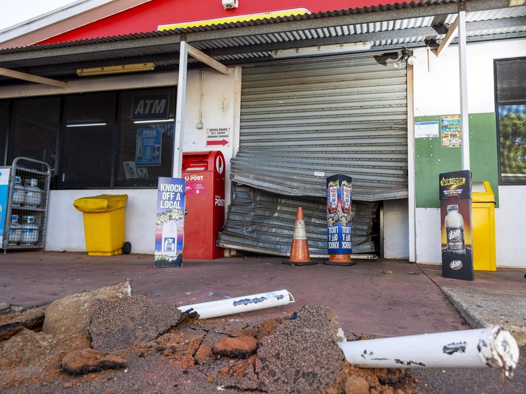 Damage to United Petroleum Noonamah that will cost thousands of dollars to replace. Picture: Floss Adams.