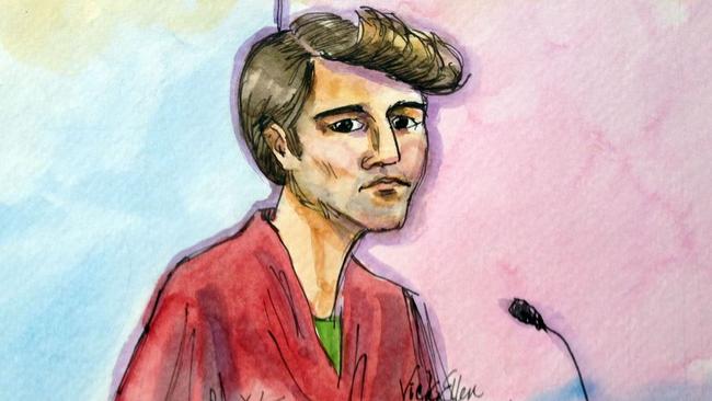 Jailed .... Ross Ulbricht in a Manhattan federal court illustration. Source: AFP