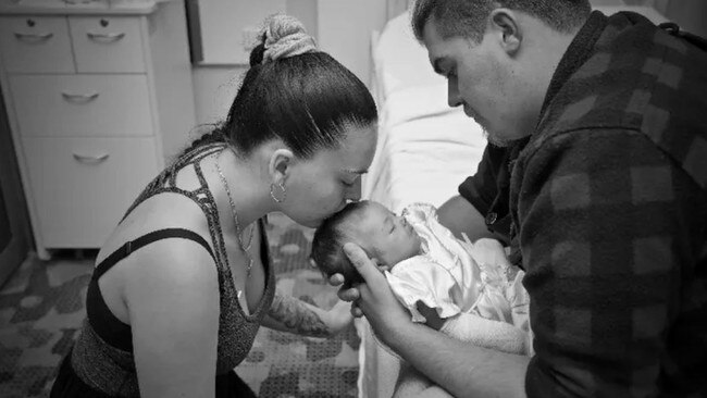 Raevyn Harper in hospital. Picture – GoFundMe.