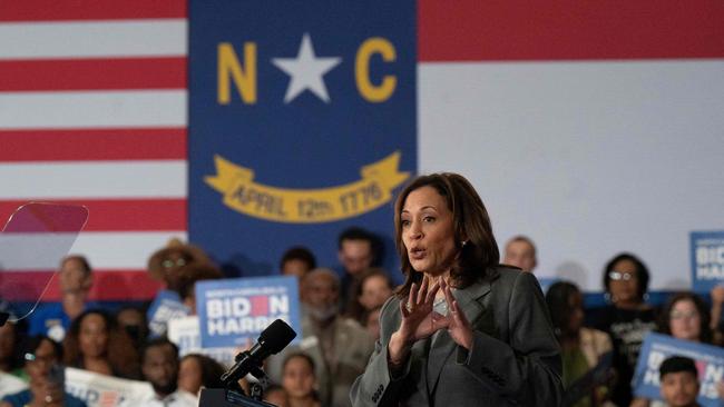 US Vice President Kamala Harris speaks at a campaign event at James B. Dudley High School on July 11, in North Carolina. Picture: AFP