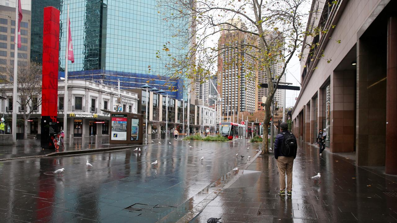 Streets, hospitality and retail areas of Sydney’s CBD are all but empty during the third week of the lockdown. Picture: NCA NewsWire/Nikki Short