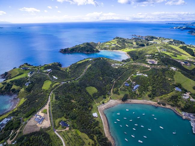 Aerial view of Waiheke Island near Auckland.