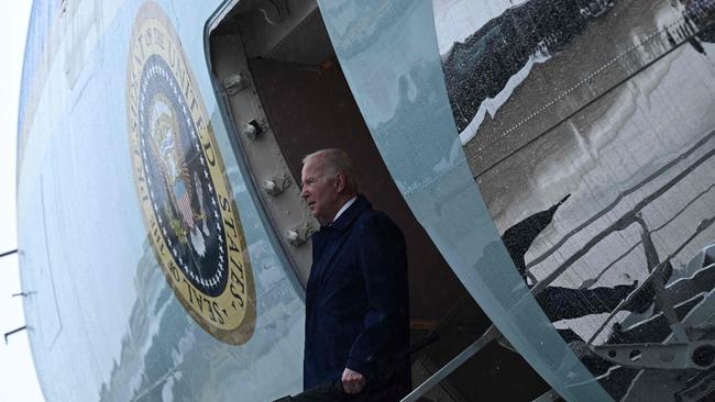 US President Joe Biden arrives to attend the G7 Summit at the US Marine Corps base in Iwakuni on Thursday. Picture: Brendan Smialowski/AFP