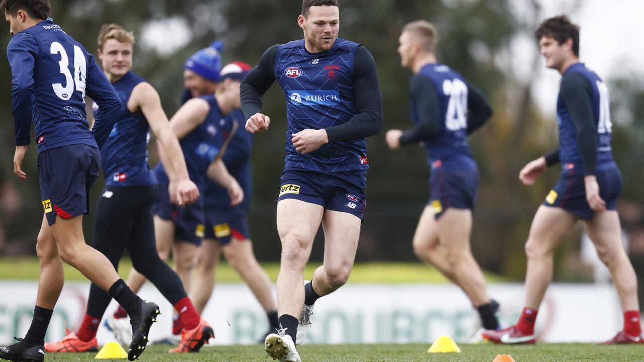 Steven May is out of Monday’s clash with Collingwood after being suspended for his involvement in a alcohol-fuelled incident. Picture: Getty Images