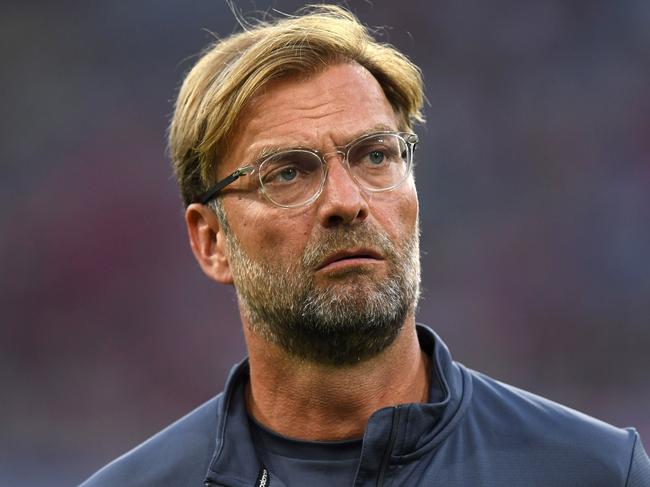 Liverpool’s German headcoach Juergen Klopp is pictured during the final Audi Cup football match between Atletico Madrid and FC Liverpool in the stadium in Munich, southern Germany, on August 2, 2017.  / AFP PHOTO / Christof STACHE