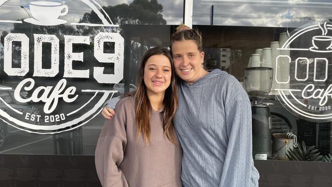 Brooke Carroll and Kelly Parker from Code 9 Cafe Wantirna South. The cafe is struggling to survive after people trying to avoid paid parking at Westfield Knox take up all their parking spots.