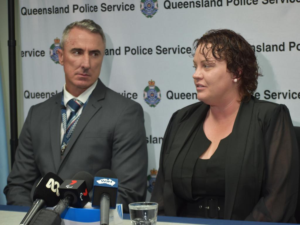 Rene Latimore's sister Katie Marchetti (nee Latimore) with Mackay Detective Inspector Tom Armitt, September 14, 2021. Picture: Lillian Watkins