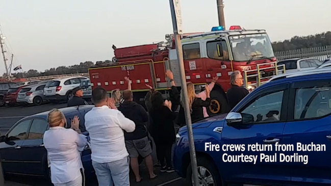 Fire crews applauded as they return from Buchan