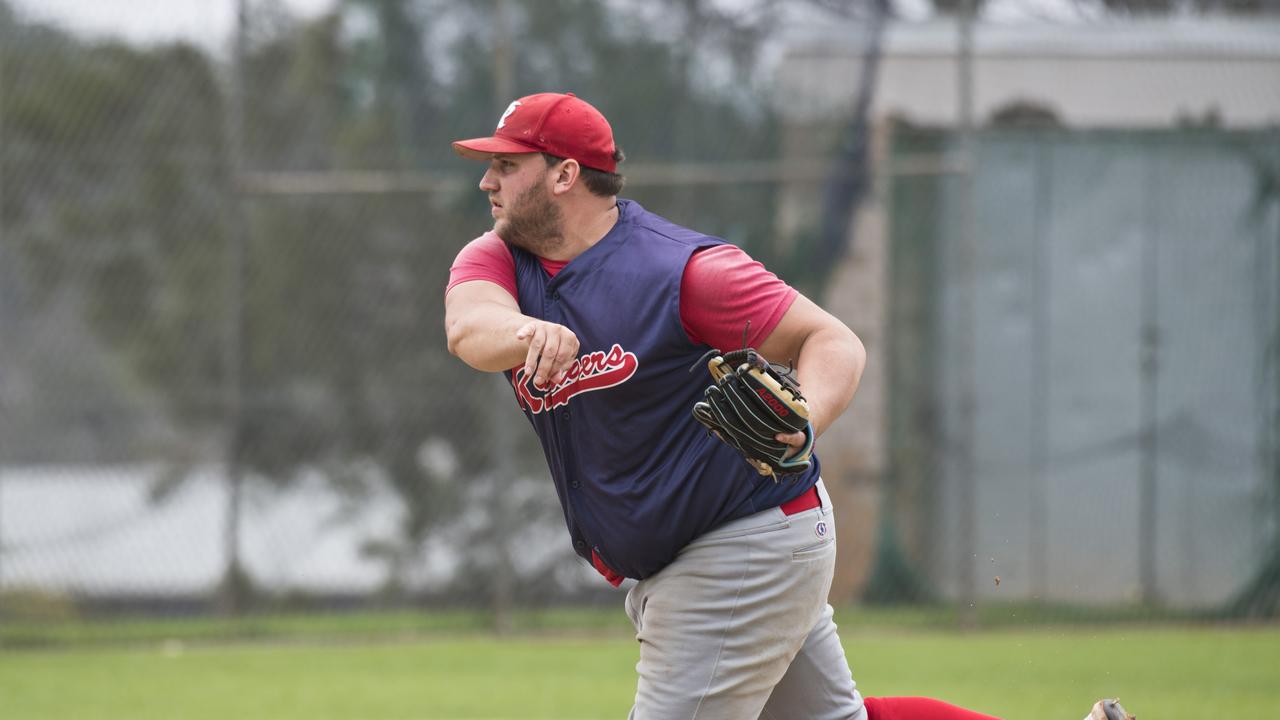 Toowoomba Rangers’ pitcher Lawrence Taylor. Picture: Kevin Farmer