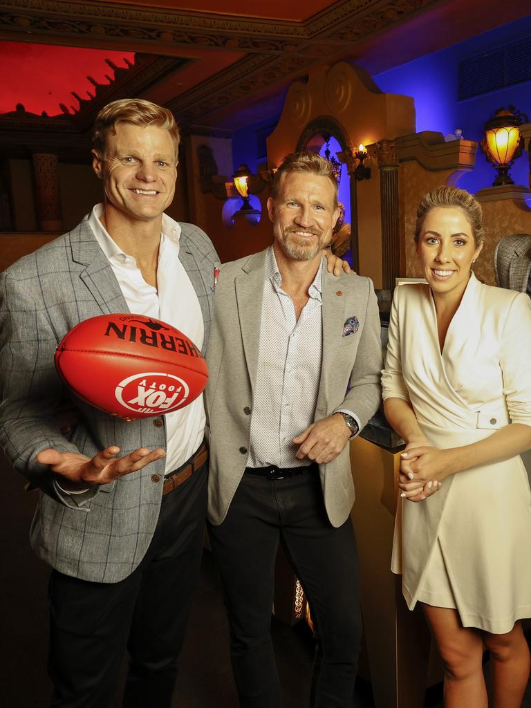 Nick Riewoldt, Nathan Buckley, Kath Loughnan and Jonathan Brown were a popular team on Fox Footy. Picture: Alex Coppel.