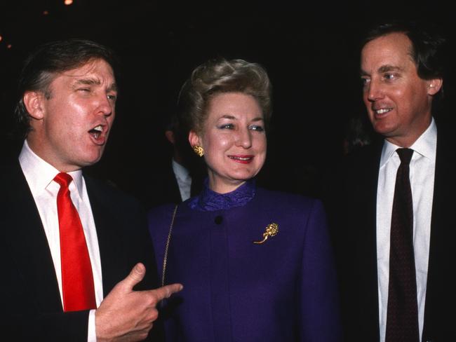 Donald Trump with sister Maryanne Trump Barry and brother Robert Trump in 1990. Picture: Getty