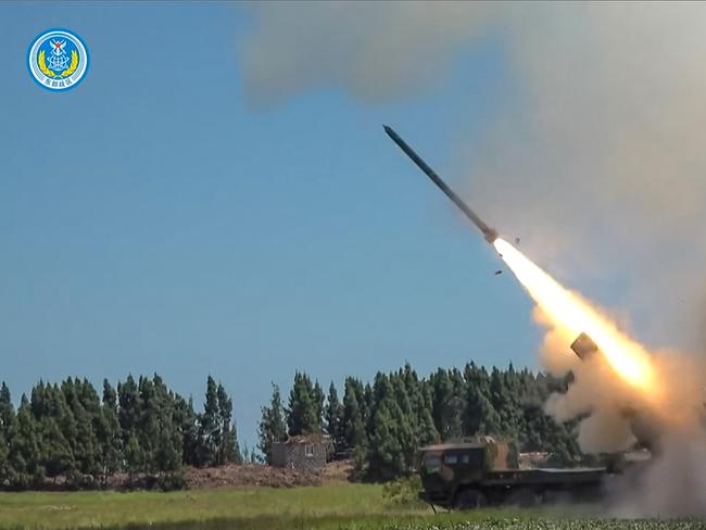 A missile being fired during a Chinese military exercise in China as it held its largest-ever military exercises around Taiwan. Photo: PLA Eastern Theater Command/ESN/AFP.