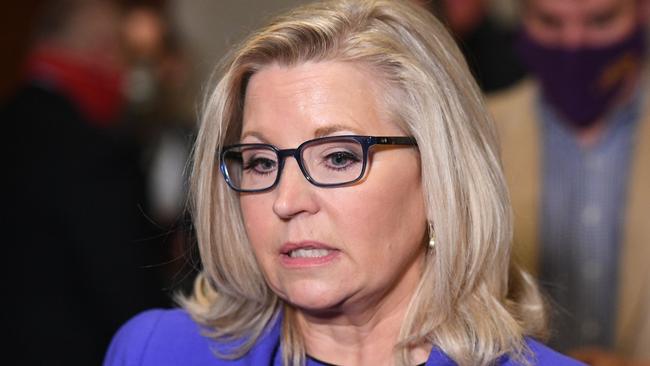 Republican congresswoman Liz Cheney speaks to reporters at the US Capitol in Washington on Wednesday. Picture: AFP