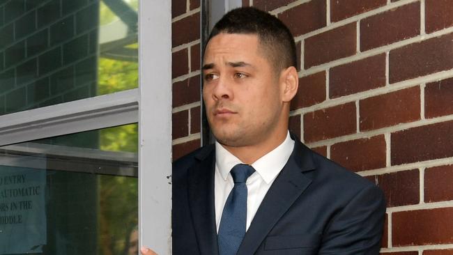 Jarryd Hayne after a court appearance in 2018.