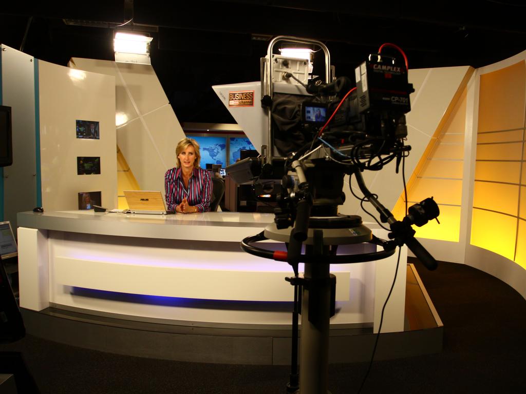 TV journalist Janine Perrett in the Sky News newsroom at their Ryde studios in Sydney, is starting a new business show on Pay-TV news channel.