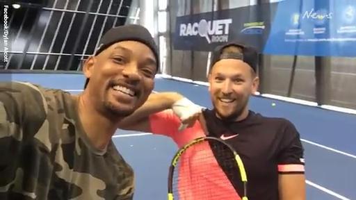 Will Smith tries wheelchair tennis