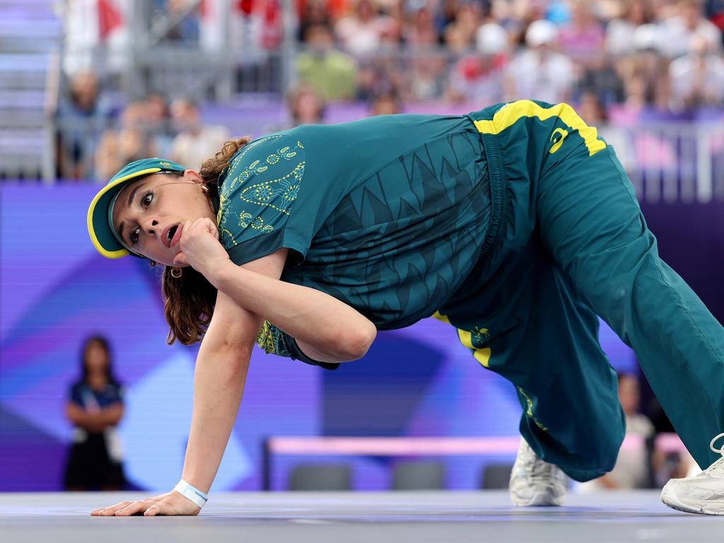 B-Girl Raygun competes in the breaking at the Olympics. Picture: Elsa/Getty Images