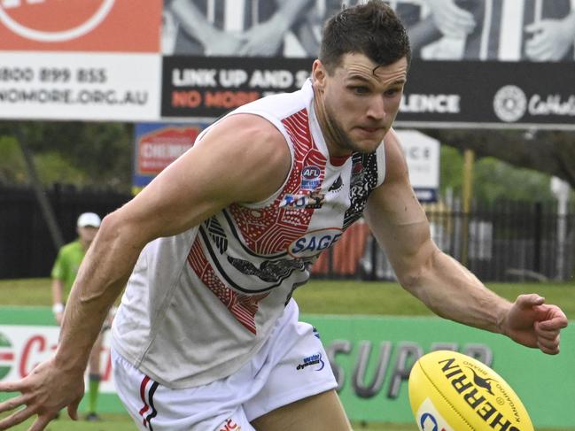 Southern Districts’ Jack Ganley managed plenty of time on the ball in his side’s narrow loss to Wanderers. Picture Julianne Osborne