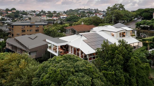 The home sits amid some of the most expensive real estate in Brisbane on Hamilton Hill.