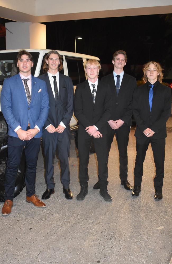 Sam, Henry, Jed, Max and Cooper enjoyed their night at the 2022 Noosa District State High School Formal. Picture: Eddie Franklin