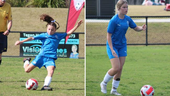 Cairns State High School player of the final Alana Hill (left) and captain Hayley Campbell in action in the 2022 Bill Turner Trophy. Picture: Lloyd Turner