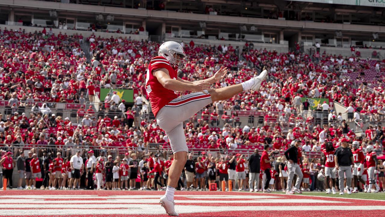 Joe McGuire punting the ball at an Ohio State game in August. Picture: Zachery C. Kelly