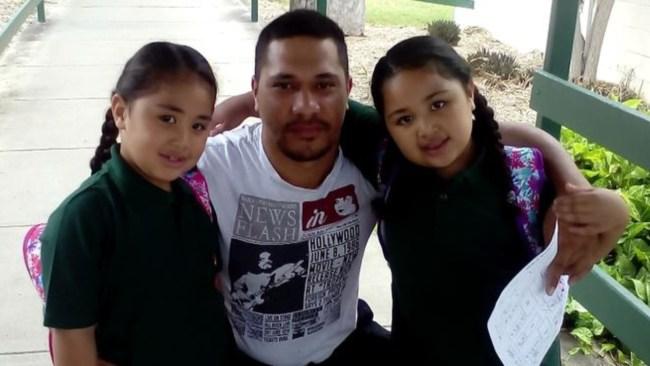 Seti Tuaopepe with two of his daughters. Picture: ACA