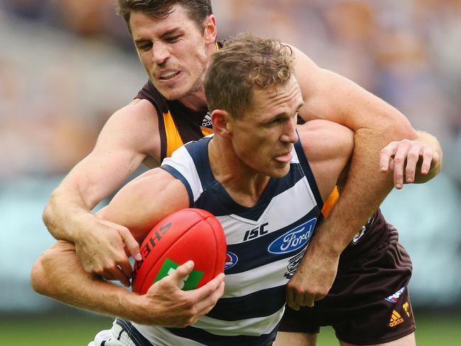 Joel Selwood has 12 head-high frees this season. Picture: Getty Images