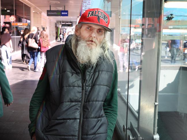 4/9/24: Homeless man, Craig on the streets of Sydney who we spoke to during an afternoon  with St Vincent's homelessness outreach service providing services to those living with mental illness living on the streets.. John Feder/The Australian