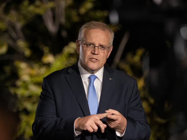 FEDERAL ELECTION TEAM 2022.10/04/2022Prime Minister Scott Morrison arrives in Nowra and does his first TV interviews. Picture: Jason Edwards