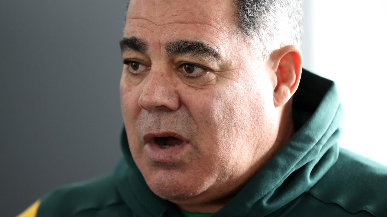 Kangaroos coach, Mal Meninga looks on during an Australia Kangaroos media opportunity ahead of the Rugby League World Cup at E-Lab Training.