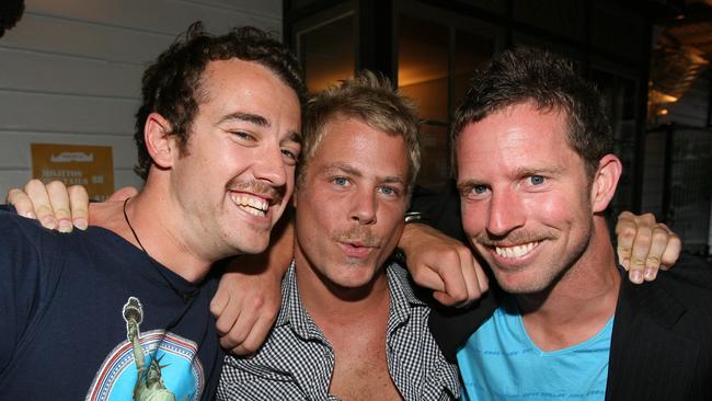 Socials Snapped, Movember, Mobart MoBros charity fundraising party at the Metz, Sandy Bay, from left, Nathan Burley, 25, of West Hobart, Bui Griggs 28, of Sandy Bay and John Darcey, 28, of Sandy Bay