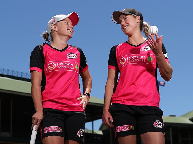 Alyssa Healy, left, and Ellyse Perry made the ODI and T20 teams of the year. Picture: Brett Costello