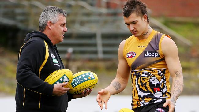 A young Dustin Martin with Mark Williams at Richmond training.