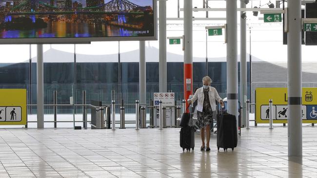 Brisbane Airport remains quiet this month. But regional-holidaymaker spending was up 15 per cent, or $1.5bn, to $11.5bn in 2020-21. Picture: NCA NewsWire/Tertius Pickard