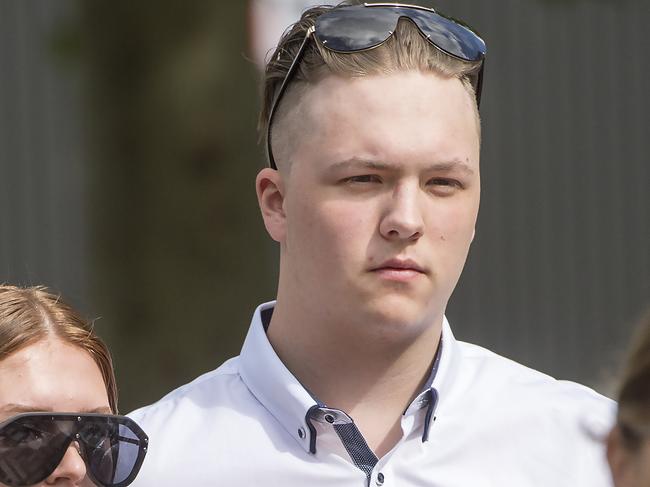 Jaxon Wells outside Wyong Local Court during a previous appearance charged with wounding a person with intent to cause grievous bodily harm. Picture: News Local