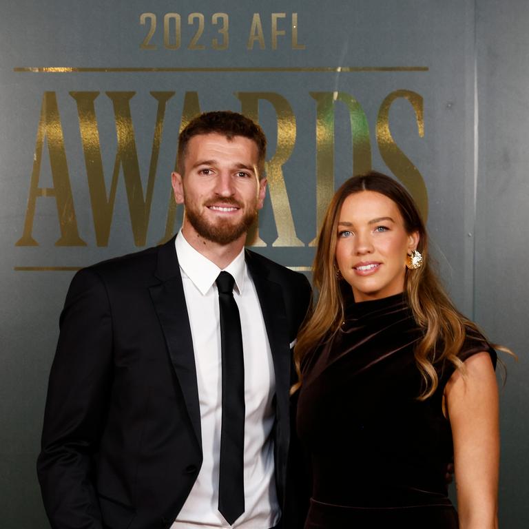 Bontempelli with partner Neila Brenning at the AFL Awards on Wednesday. Picture: Daniel Pockett / Getty Images