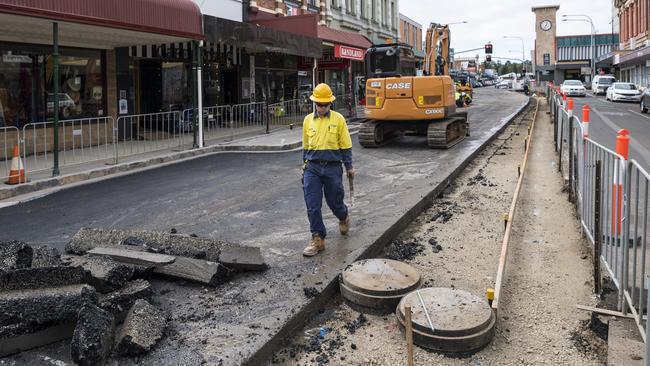 Progress of Russell Street revamp as Toowoomba Regional Council undertakes work to revitalise the historic street. Picture: Kevin Farmer