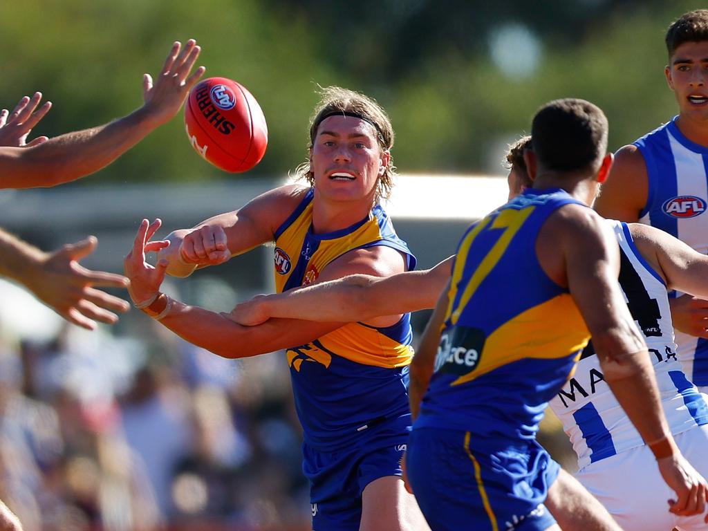 Harley Reid handballs. Picture: Getty Images