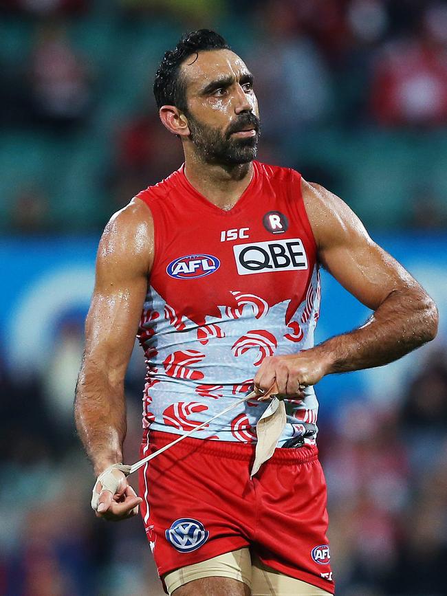 Adam Goodes during the AFL Indigenous Round match v Carlton at the SCG in 2019. Picture: Phil Hillyard