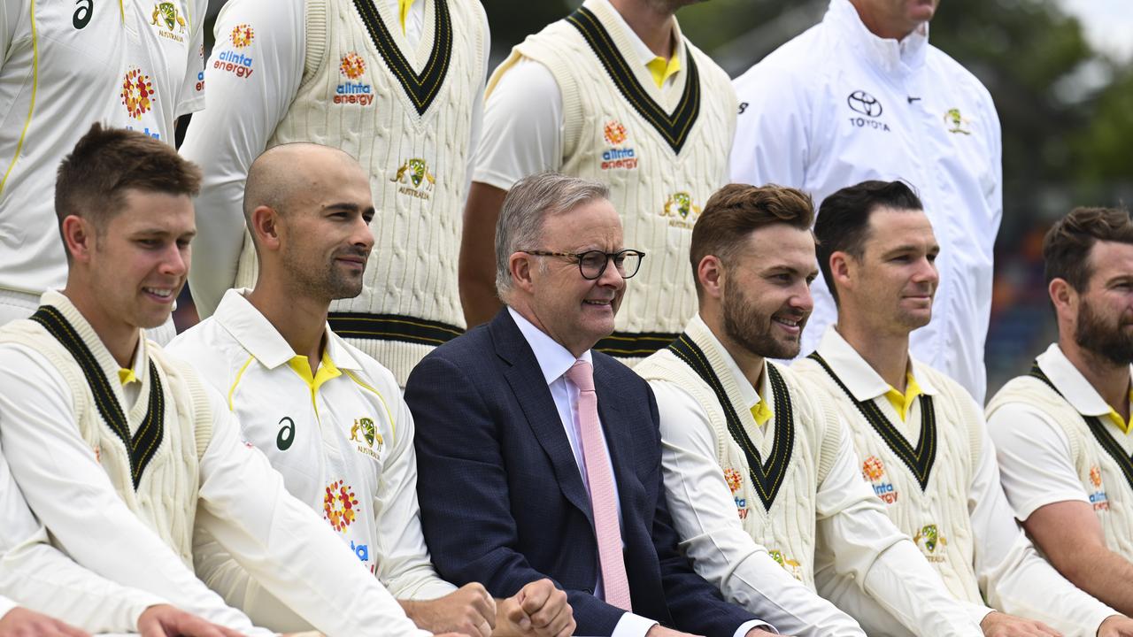 Anthony Albanese with the PM’s XI cricket team.